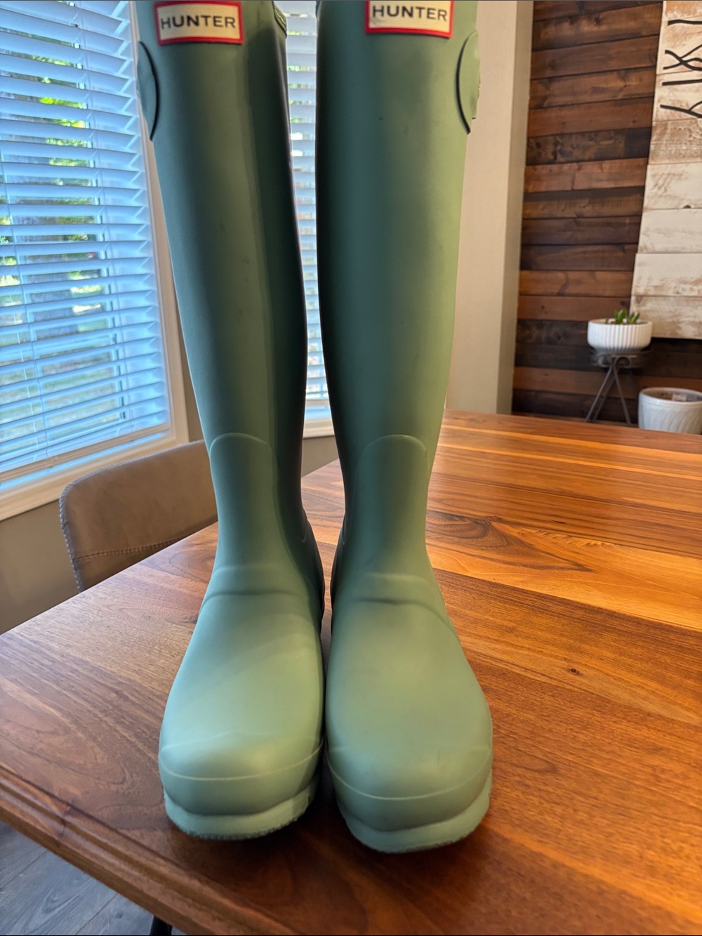 Hunter Seafoam Green Original Tall Rubber Rain Boots Women Size 9 - Picture 2 of 9